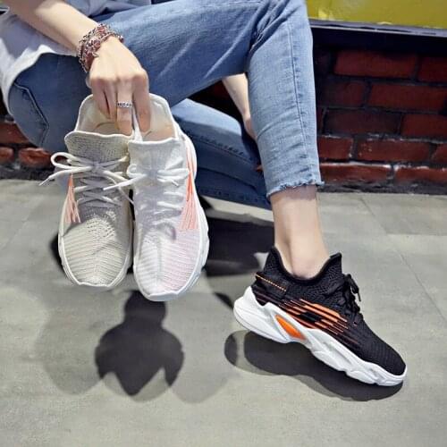 Breathable sneakers Female Korean version Baitie student leisure shoes Female summer new flying socks shoes heightening shoes