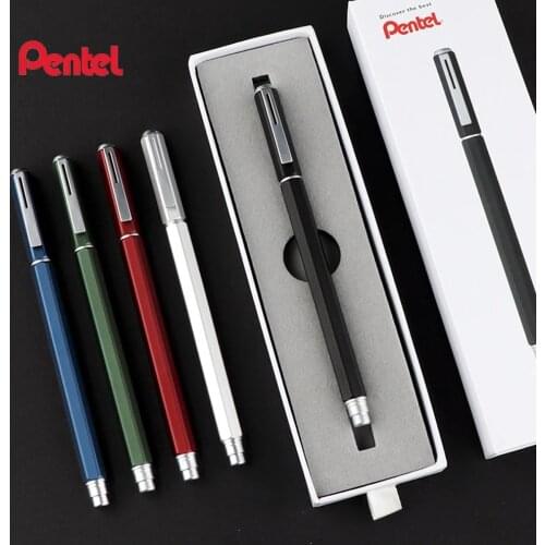 1PCS PENTEL Gel Pen BLN665 Hexagonal Metal Rod Pull Cap Frosted Pen Holder Business Office Signature Pen Writing Stationery