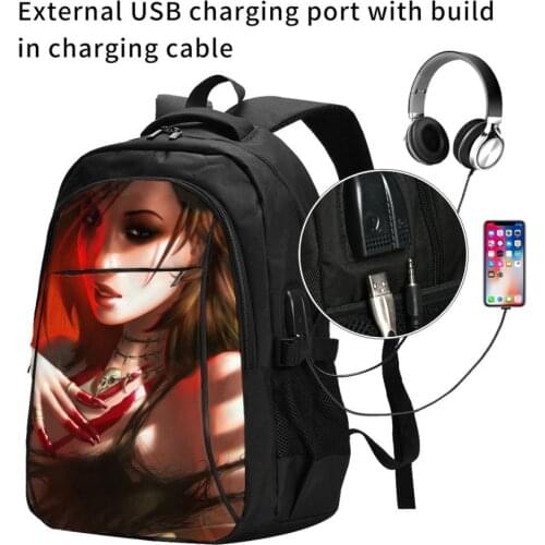 Gothic USB Interface backpack Cartoon Anime School Bags Boys Rucksack Girls Knapsack Men Women Travel Bag