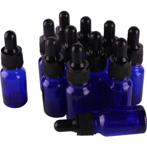12pcs 10ml Blue Glass Dropper Bottles with Pipette for essential oils aromatherapy lab chemicals