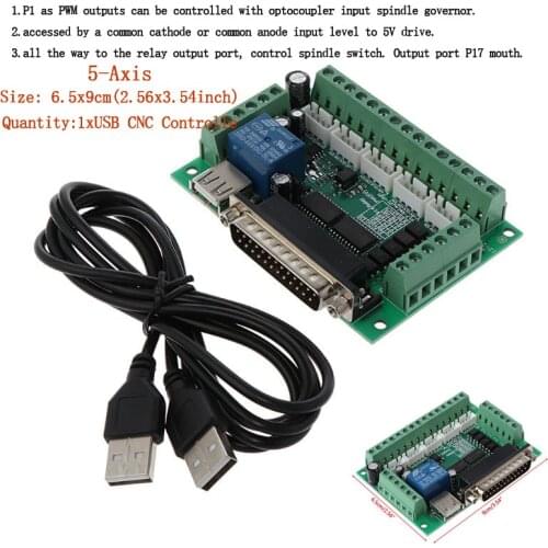 CNC USB MACH3 100Khz Breakout Board 5 Axis Interface Driver Motion Controller -v