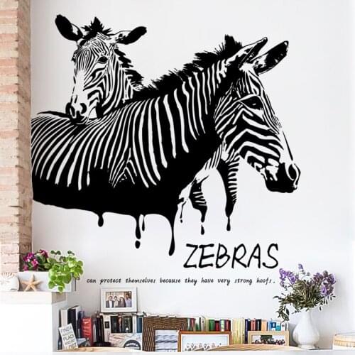 Creative Zebra Wall Stickers for Kids Room Bedroom Decoration DIY Vinyl Wall Decals Murals Wallpaper Self-adhesive Home Decor