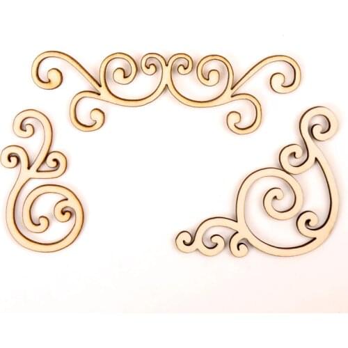 Mix Lace Frame Wooden Pattern Scrapbooking Craft for Handmade Accessory Sewing Home Decoration DIY 6pcs 61-115mm