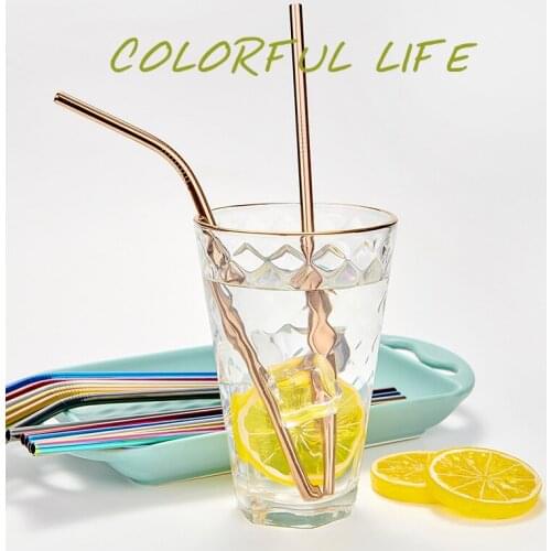 Reusable 304 Stainless Steel Straws Straight Bent Drinking Straw With Case Cleaning Brush Set Party Bar accessory Metal Straw