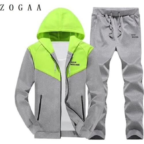 ZOGAA Fashion Mens Zipper Hoodie Suit Hit Color Stitching All-Match Slim Sportswear Casual Harajuku Streetwear Mens Sweatshirt