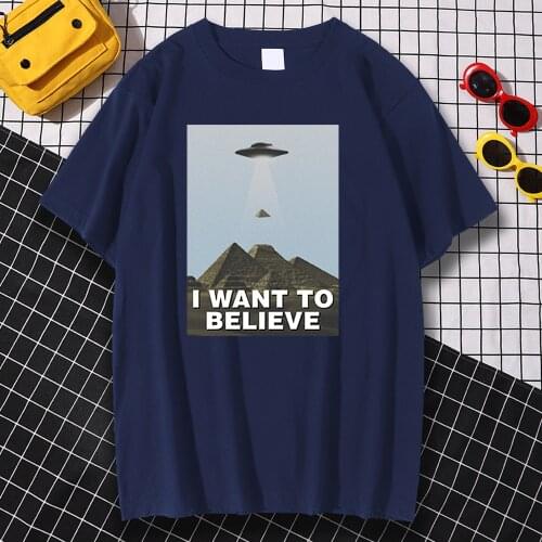 I Want To Believe Hip Hop Print Man T-Shirt Hip Hop Tee Clothes Tops Creativity Oversize Tshirt Cartoons Breathable Men T Shirts