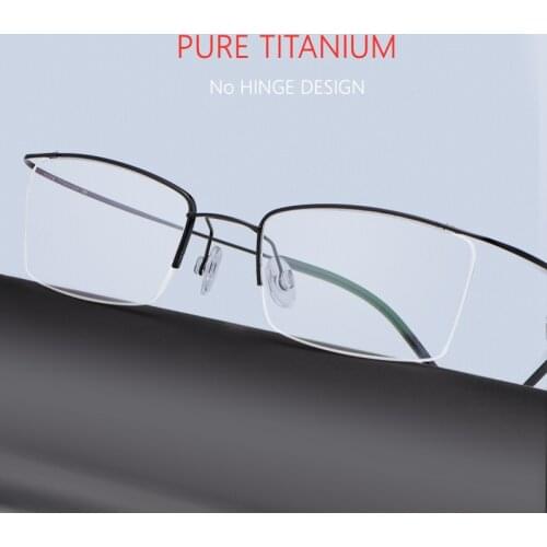 Mens Hingeless Half Frame β Titanium Ultra Light Pure Titanium Spectacle Frame Myopia Spectacle Frame Optical Eyeglasses Frame