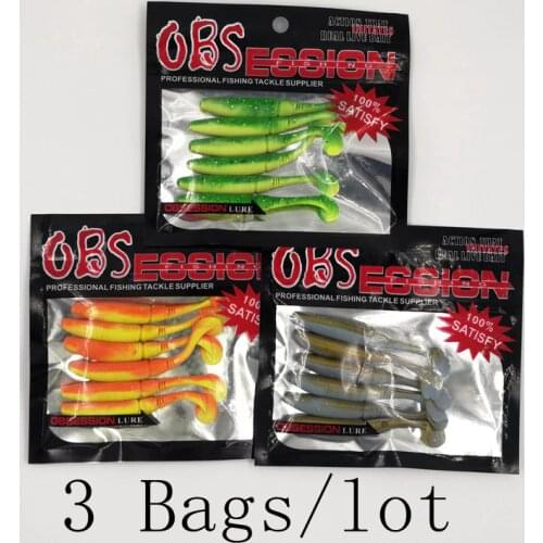 Obsession Soft Fishing Lure Soft Fishing Bait Wobblers T Tail Paddle Tail 5019 7.5cm/4g 6pcs/bag Tackle