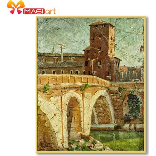Cross stitch kits Embroidery needlework sets 11CT water soluble Canvas Patterns 14C Full Landscape castle -NCMS178