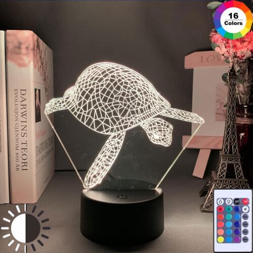 Animal 3D Illusion Table Lamp Tortoise Light for Kids Bedroom Decoration Nightlight Led Rgb Touch Sensor Night Light Tortoise