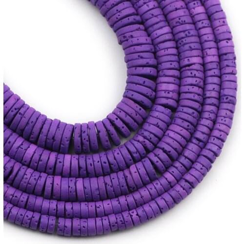 Natural Purple Volcanic Lava Stone 4/6/8MM Flat Round Spacers Loose Beads For Jewelry Making Handmade DIY Bracelets Necklace