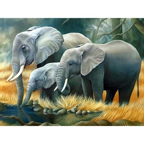 Full Square Diamond Painting Elephant Cross Stitch Embroidery Animal Rhinestones Mosaic Kits Garden Decoration Creative Picture