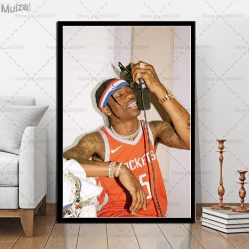 Travis Scott Poster Music Rapper Star Posters and Prints Canvas Painting Wall Art Picture for Living Room Home Decor