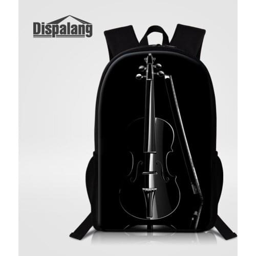 Drop Shipping Violin Printing School Bags For Girls Boys Musical Note Children Polyester Backpack Women Men Shoulder Bag Bagpack