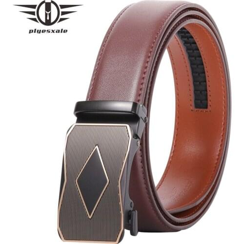 Plyesxale Real Cowskin Genuine Leather Belt Jeans Strap Automatic Mens Casual Luxury Cowboy Belt High Quality Formal Belts B96