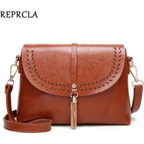 REPRCLA New Vintage Crossbody Bags High Quality PU Leather Shoulder Bag Tassel Women Messenger Bags Small Ladies Purse