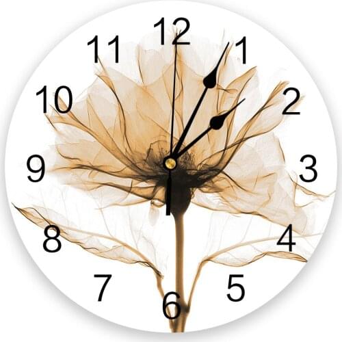 Romantic Flower Transparent 3d Wall Clock Modern Design Farmhouse Decor Kitchen Vintage PVC Round Clock Living Room Decoration