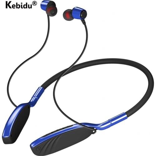 Kebidu Handsfree Sport Wireless Headphones Hanging Neck Bluetooth Earphone Metal Magnetic Headset with Mic Stereo Sweat Proof
