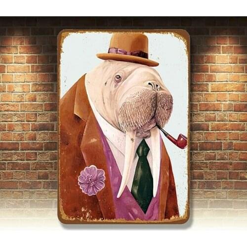 Retro Vintage Metal Tin Signs Animal Plaque Art Plate Customization Wall Decor