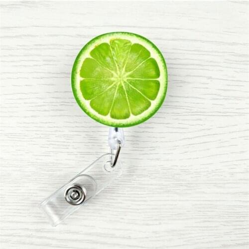 2019 New Design 1 Piece Retractable Nurse Badge Reel Clip Cartoon Fruit Lemon watermelon Students IC ID Card Badge Holder