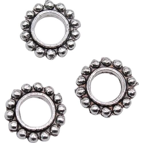 WYSIWYG 20pcs 9x9x2mm Antique Silver Color Spacer Beads Charm Beads Spacer Round Spacer Bead Fit Charm Bracelet Jewelry Making