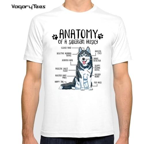 Funny Siberian Husky/Alaskan Malamute Anatomy Dog Lover Gift Print men tshirt Cute Casual Tops Dog Lovers Simple Tees Harajuku