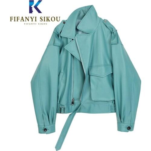 High quality PU Leather Jacket Women Fashion Pocket Zipper Motorcycle Jacket Soft Faux Leather Biker Short Coat Female 2020 New