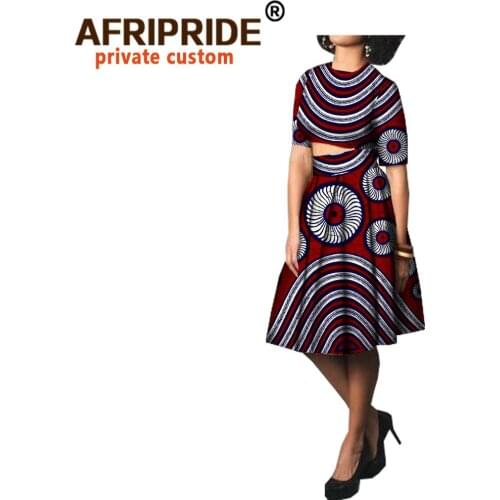 African Crop Top and Mini Skirts 2 Piece Set for Women O Neck Short Sleeve Shirts Ankara Clothes Print Tracksuit Casual A1826010