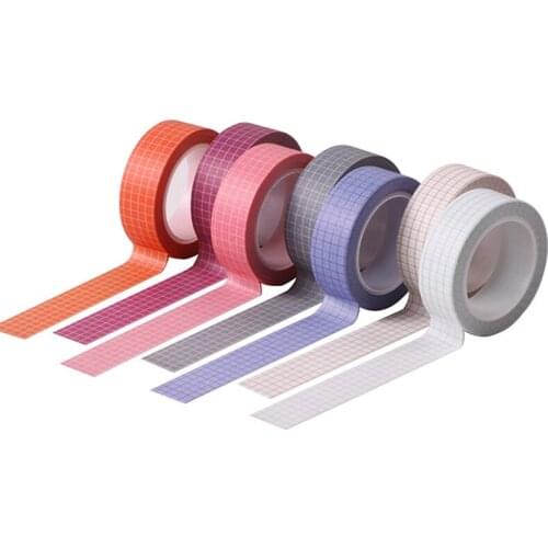 10M Pure Color Grid Washi Tape Set Masking Tape Journaling Supplies Washy Tape Organizer Washitape Stationery Sticker Scrapbook