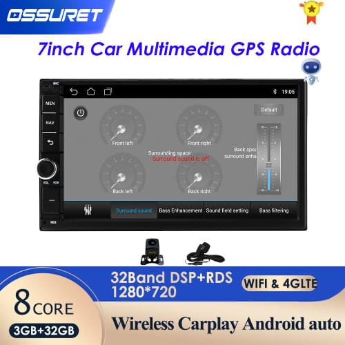 2 Din 7'' Quad core Universal Android 10 2GB RAM Car Radio Stereo GPS Navigation WiFi 1024*600 Touch Screen 2din Car PC obd dab