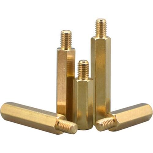 20pcs M2.5x(5mm-25mm)+6mm hexagon brass pillar isolation post support column outer hex single pass brassiness screw case bolt