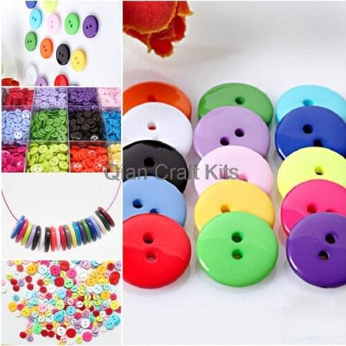 2000pcs 6mm-15mm Variety Colors mixed sizes and colors small Sweet Resin Buttons Bulk wholesale 2 holes