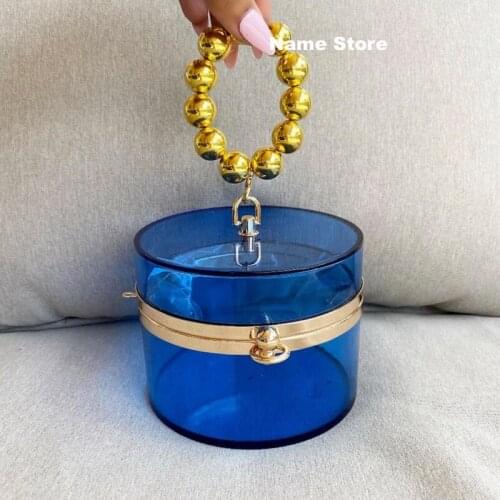 2021 Summer Candy Color Woman Handbag Fashion Acrylic Bucket Bag Portable Messenger Bag Casual Woman Bag