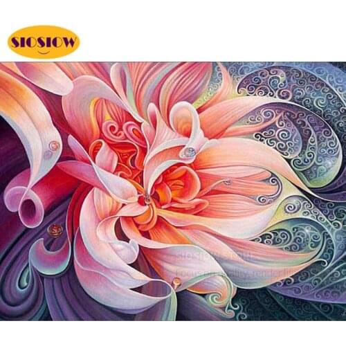 DIY 5D Daimond Mosaic Pink Flower Full Square Diamond Painting Abstract Art Cross Stitch Kits Embroidery Home Decor Living Room