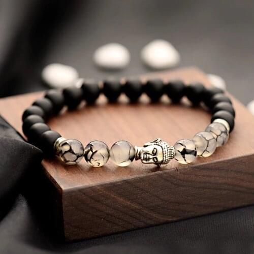 Fashion Buddhism Yoga Balance Bracelet Men Bileklik Black Matte Natural Stone Beads Bracelet For Women Braclet Jewelry AB216