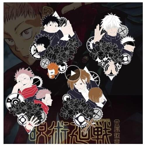 Hot Japan Anime Jujutsu Kaisen Badge Gojo Satoru Yuji Itadori Metal Button Brooch Pins Collection Medal Souvenir Cosplay Gifts