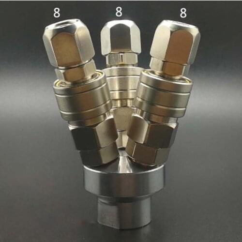 3 Ways 1/4" BSP Female C Type Air Hose Quick Coupler Socket Connector High Quality Self-locking & Male Plug Tube 8mm
