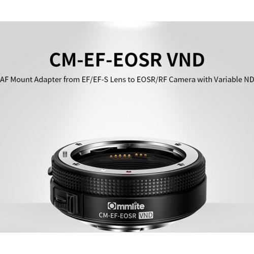 Commlite Metal Lens Mount Adapter Ring Auto Focus Anti-Shake with ND Filter Compatible with Canon EF/EF-S Lens to EOSR/RF Camera