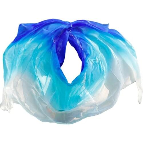 Design 100% real silk belly dance veil, cheap dance veils,tari perut kostum veil wholesale 250 270*114cm white+Turquoise+blue
