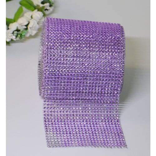 Purple 5 10 Yards Send Wedding Decorations Diamond Mesh Trim Wrap Tulle Roll Sparkle Rhinestone Crystal Bling Cake Ribbon