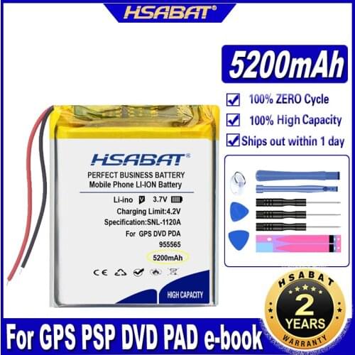 HSABAT 955565 5200mAh Battery for Power Bank Speakers Tablet DVD Batteries