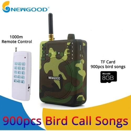 Camouflage Mini Portable Speaker Bird Caller Hunting Decoys 1000m Remote Control Speaker 900pcs Bird songs Recording TF USB disk