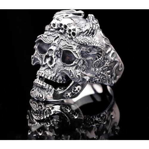 Dragon Head Skull Rings for Motorcycle Party Domineering Punk Rings Finger Rings Cool Ring Jewelry for Men