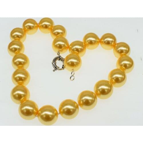 Set white/gold sea shell round necklace 16/18/20mm 43cm nature wholesale FPPJ