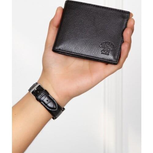 Genuine leather wallet men credit card business card separate holder bag 100% ID for male business coin