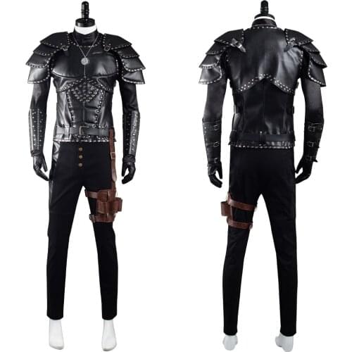 Geralt Uniform Cosplay Costume Halloween Carnival Pants + Vest + Belt + Gloves Outfits