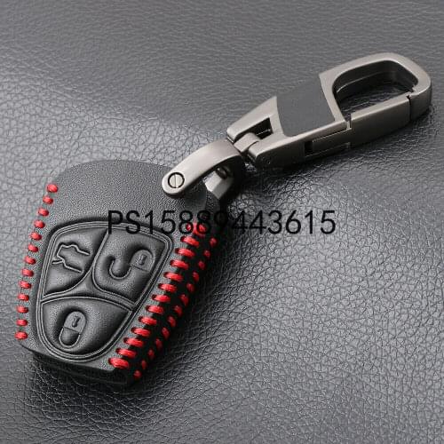 Leather Remote Key Cover Case For Mercedes Benz C E ML S CLK CL Classe Keychain