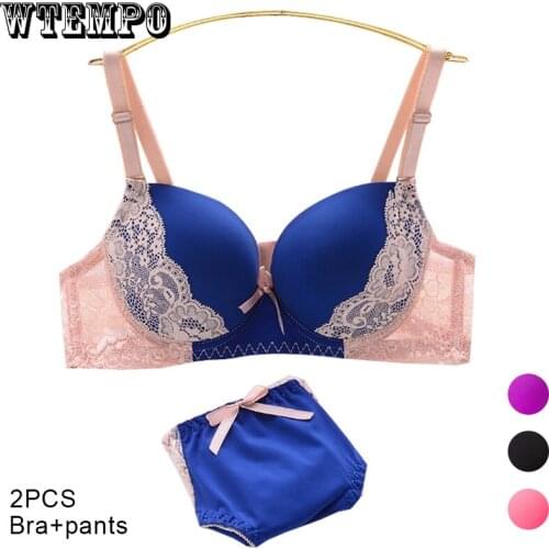 Lace Sexy Push Up Bras Women Lingerie Sets Floral Mesh Bra Underwear Panties Woman Steamless Bralette Panty Gatherd Brassiere