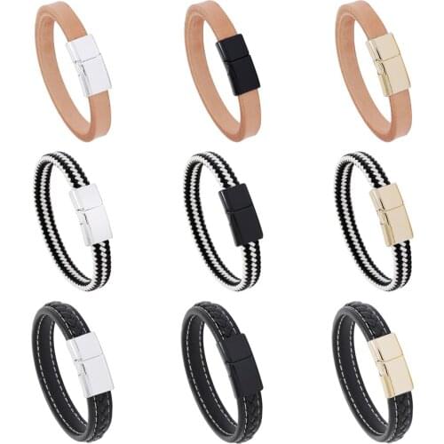 Magnetic Buckle Button Connector Cuff Bangle Simple Fashion Design 20.5cm/22.5cm Length Wristband Bracelet Gift Jewelry