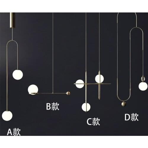 Minimalist Line A Chandelier Post Modern Designer Restaurant Bar Café Personality Bar Counter Glass Sphere Lamps And Lanterns